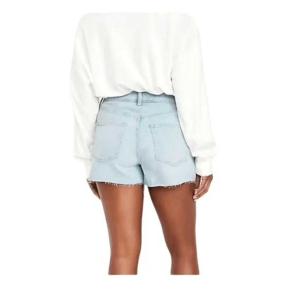 Old Navy Boyfriend Jean Shorts Blue Light‎ Wash Denim Mid-Rise Cut-Off 0